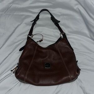 Dooney & Bourke Chocolate Pebbled & Vachetta Leather Trim Vintage Hobo